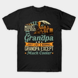 I'm A Model Railroad Grandpa Train Railroad Vintage T-Shirt